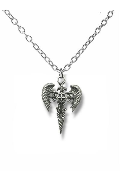 Herşey Nota Winged Dagger Figured Unisex Necklace – with 60 cm Chain, Symbol of Power and Freedom