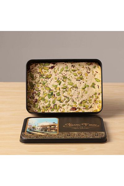İNANÇ FIRIN Faith Bakery Gift Sugar-Free Pistachio Tahini Halva – Metal Box, Natural, Sweetened with Date Juice