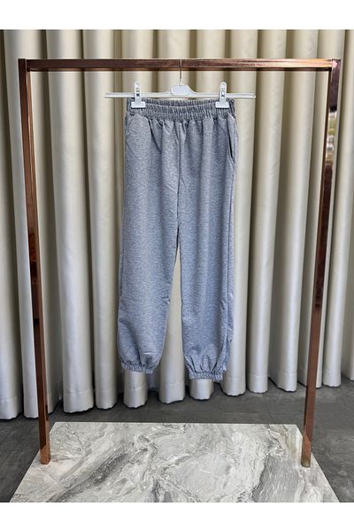 PELTEX Women's Gray 2 Thread Elastic Waist Sweatpants (Boy 90cm)