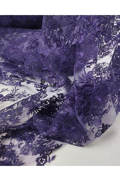 Kumaş Parça Lace in Dark Purple Width: 140