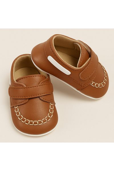 Bebisso Brown Leather Baby Boy First Step Booties Shoes - Chocomoc