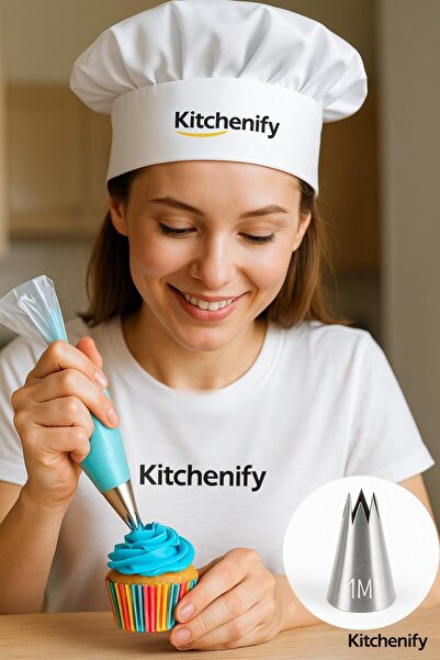 Kitchenify Krema Sıkma Torbası Ucu Paslanmaz Çelik 1M Açık Yıldız Orta Boy, Krema Duyu, Şanti Torbası Ucu,