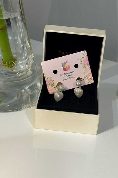 HISCOSMETIC Women's Pearl Heart Ghost Earrings
