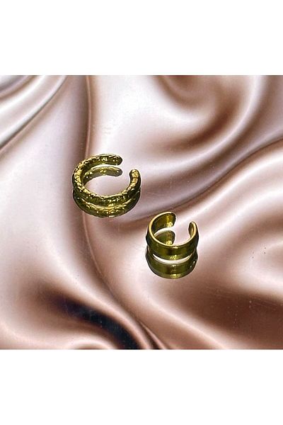 HISCOSMETIC Women's Gold - Gold Earcuff 2-Piece Snap-On Cartilage Earrings