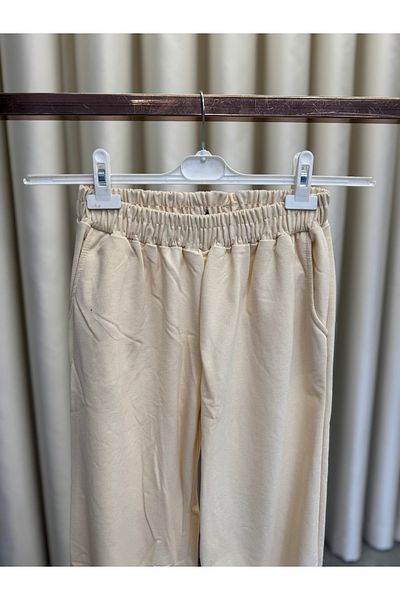 PELTEX Women's Beige 2 Thread Elastic Waist Sweatpants (Size 90cm)