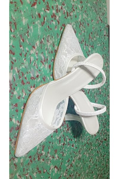 Abasic Women's White Lace High Heel Shoes