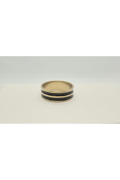 Set Stainless Steel 6 mm Double Black Stripe Ring