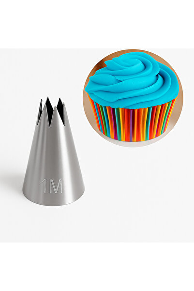 Kitchenify طرف كيس الكريمة المصنوع من الفولاذ المقاوم للصدأ 1M Open Star متوسط ​​الحجم، حس الكريمة، طرف كيس الشانتي،