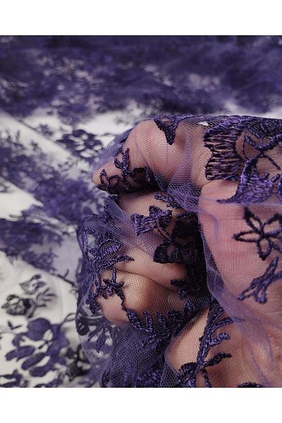 Kumaş Parça Lace in Dark Purple Width: 140