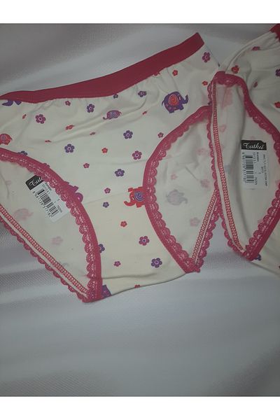 Butik Pink Edge Patterned Passion Girl Elastan Bato Cocuk 2-Pack Panties