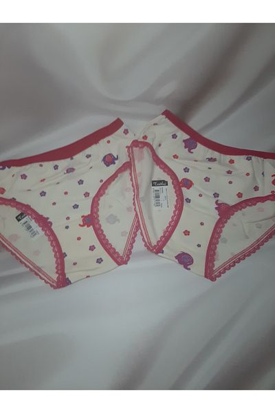 Butik Pink Edge Patterned Passion Girl Elastan Bato Cocuk 2-Pack Panties