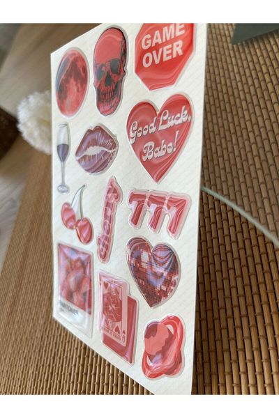 hdsticker Red Premium 3D Looking Eye-Catching Shiny Embossed Sticker Set - Phone Case Ornament, Sticker