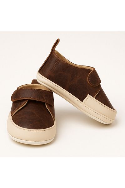 Bebisso Brown Leather Strappy Baby Boy Booties Shoes - Chocosteps