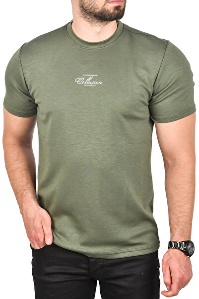 DeepSEA Ανδρικό μπλουζάκι με λαιμόκοψη χακί, βαμβακερό μπλουζάκι με αναπνεύσιμη μαλακή υφή 2504350