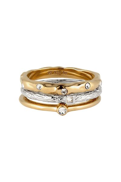 ELLI Ring Ring Set Damen Glaskristalle Xiriusschliff Weiß 925 Sterling Silber