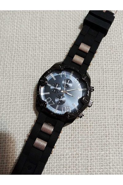 Brality Men's Wrist Watch ... Black Silicone Band ... Black Color Case- 6076