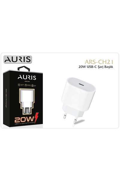Auris CH21 USB-C Kafa 20W – Beyaz USB-C Şarj Başlığı
