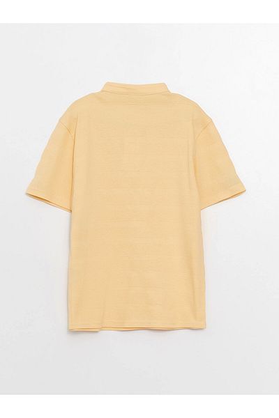 LC Waikiki Lcw Kids Orange Judge Collar Self Pattern Short Sleeve Boy T-Shirt