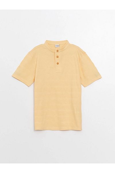 LC Waikiki Lcw Kids Orange Judge Collar Self Pattern Short Sleeve Boy T-Shirt