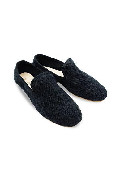 Happy Ballerinas Siyah Keten Kumaş Barefoot Slipper