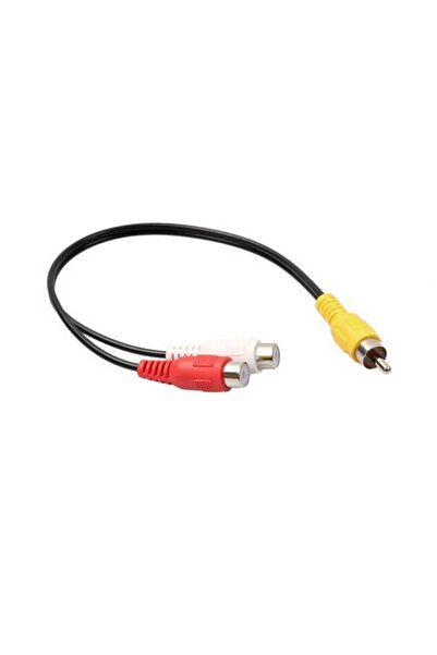 Koodmax 2 Adet - Anfi Y Kablo 1 Erkek Rca to 2 Dişi Rca Lale Tos Kablo - 25cm