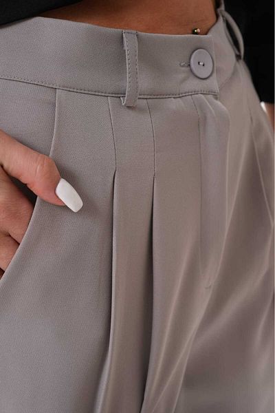H&A İSTANBUL Women's Pleated Fabric Palazzo Pants with Back Pockets