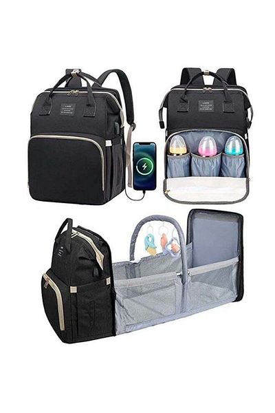 COOYA New Style Multifunctional Portable Mommy Bed Backpack With Mosquito Net For Baby (Black)