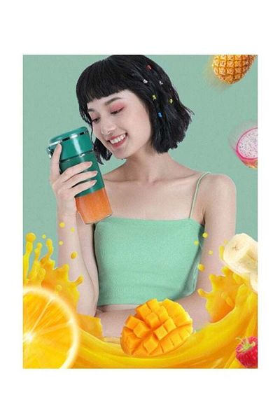 COOYA Wireless Rechargeable Juicer 300ml 650W USB Charging, Portable Blender for Fruits, Green/Clear