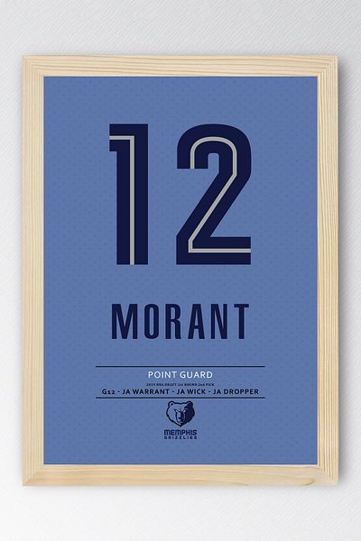 Saturn Ja Morant Jersey Framed Painting - Nba Memphis Grizzlies Jersey
