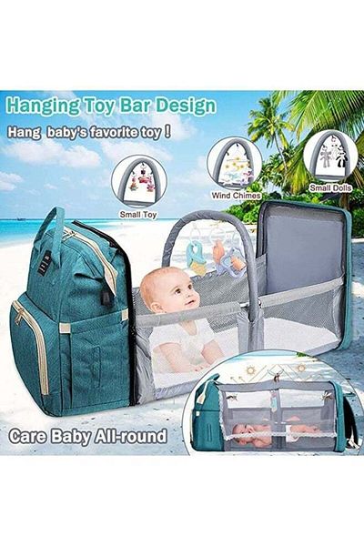 Yelajoy New Style Multifunctional Portable Mommy Bed Backpack With Mosquito Net For Baby (Blue)