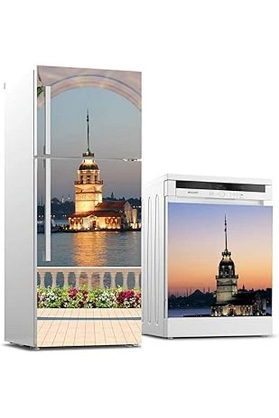 Mu Art Ahşap Refrigerator and Dishwasher White Goods Sticker Covering Maiden's Tower