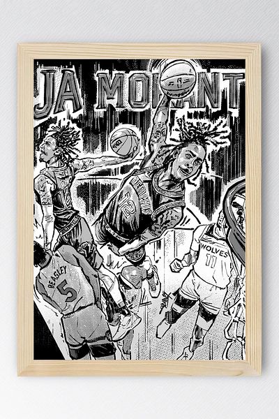 Saturn Pictură înrămată Ja Morant - Poster de baschet NBA