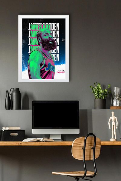Saturn James Harden Framed Painting - Basketball Nba Poster Painting