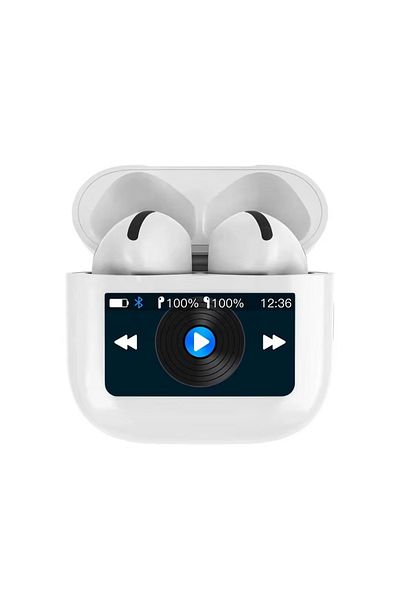 Generic TWS Bluetooth In-Ear Headphones with Color Screen Wireless Earbuds Active Noise Cancellation White