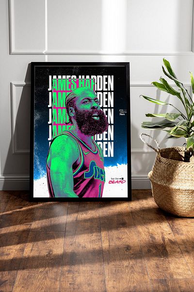 Saturn James Harden Framed Painting - Basketball Nba Poster Painting