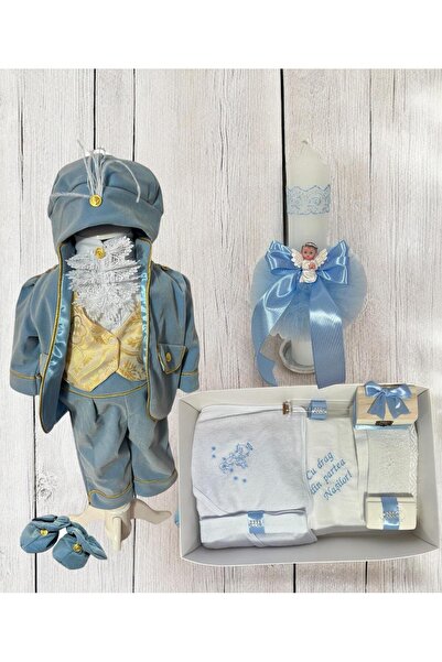 Botez cu Alina Set botez Royal -blue regal (catifea)