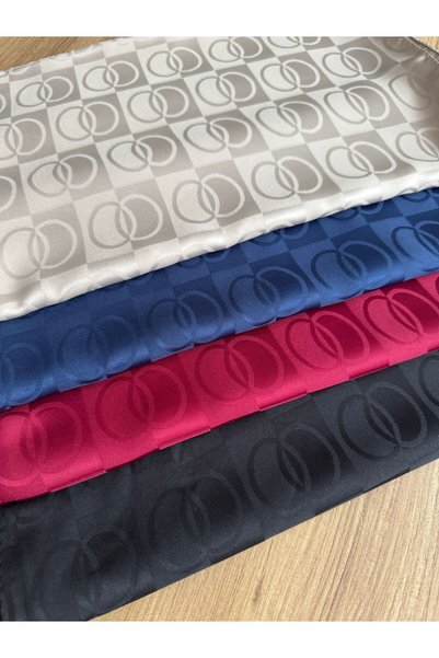 Degs Scarf شال جاكار OO شال حريري منقوش باللون الأزرق الداكن