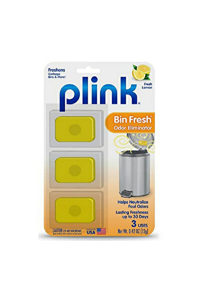 PLINK مزيل روائح سلة المهملات برائحة الليمون المنعشة، يدوم طويلاً، أصفر، 3 قطع