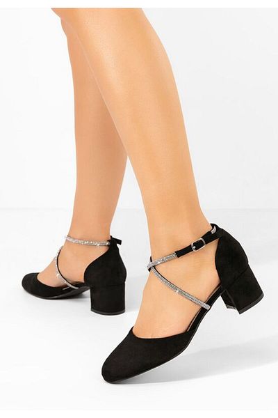B T Shoes Pantofi cu toc gros Wava negri