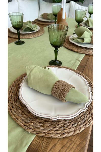 Decamor home Velvet Textured Worry-Free Pistachio Green Napkin 6 Pcs