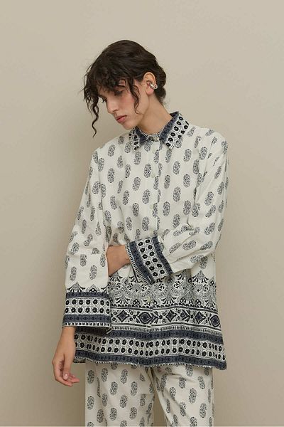 Fahhar Shawl Pattern Trouser Suit Black