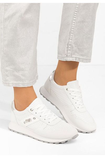B T Shoes Teniși dama Satina albi