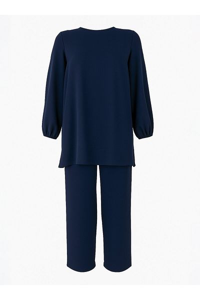 ALİA Plus Size Suit - Navy Blue - Alia