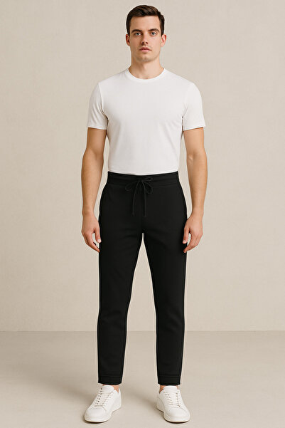 wo&manland Men's Elastic Waist Lace-Up Jogger Pants