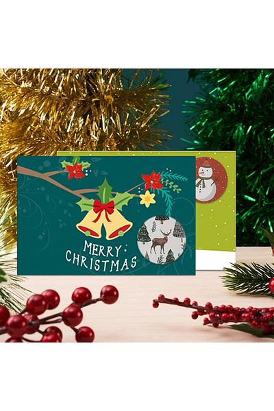 SUNSHINE Set of 12 greeting cards, 12 envelopes and 1 sheet of stickers for Sunshine Christmas, 10 x 15 cm