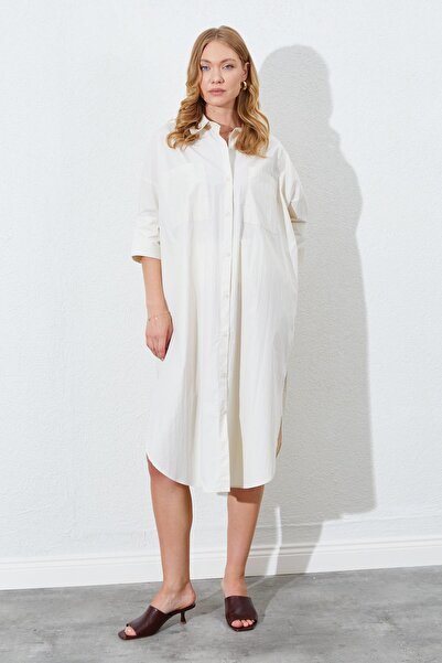 TENA Γυναικείο φόρεμα πουκάμισο με διπλή τσέπη με πέτρα