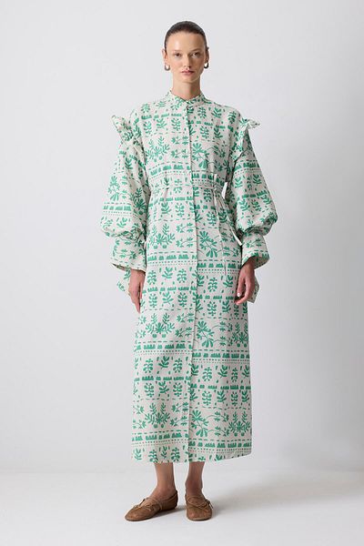 Touché Privé Linen Textured Patterned Dress