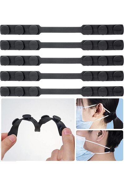 Micisty Set of 5 straps for Micisty protective mask, plastic, black