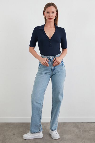 Fulla Moda Basic Polo Neck Lycra Modal Body with Snap Fasteners
