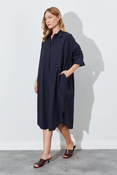 TENA Γυναικείο μαύρο φαρδύ πουκάμισο με διπλή τσέπη